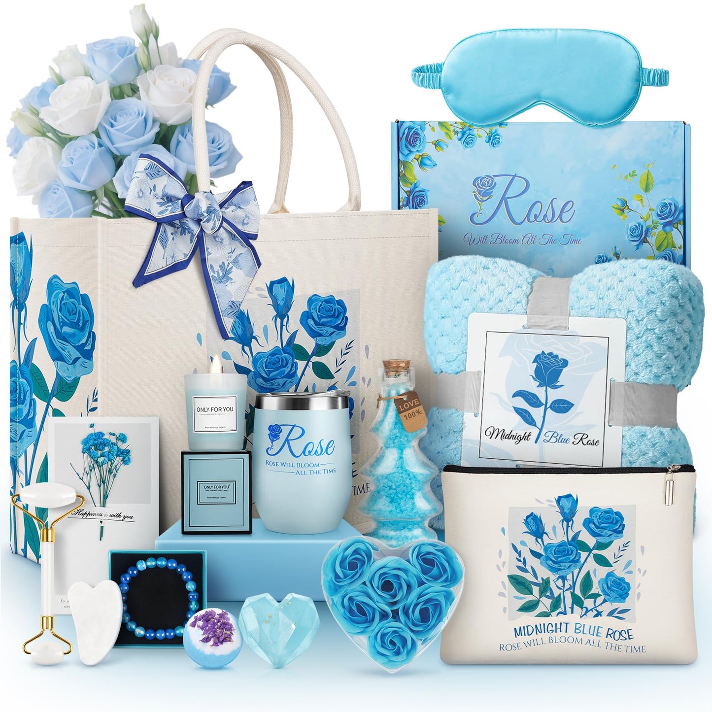 Dallfoll Birthday Gifts for Women, Self Care Gifts, Luxury Spa Gift Basket, Relaxation Bath Sets, Get Well Soon Gifts Package with Flannel Blanket, Tumbler, Ladies Pamper Gifts for Mom, Wife, Friends