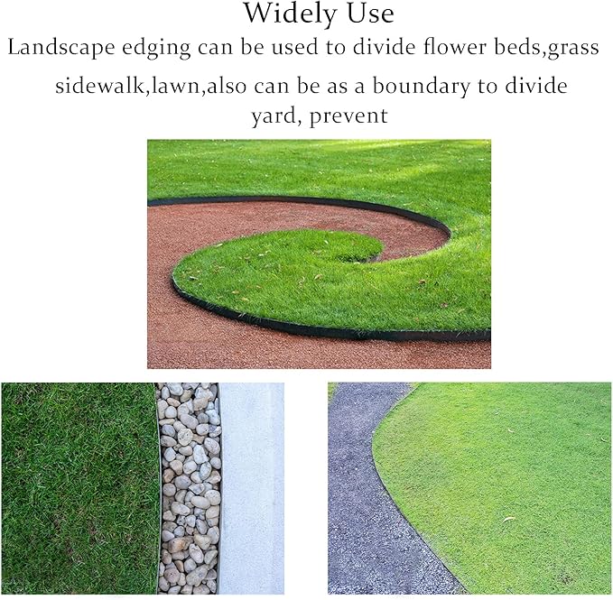 Garden Edging 33FT, 4IN Tall Landscape Edging Border with 50pcs Spikes, Plastic Lawn Edging Kit, Flexible Tool-Free Border Edging for Garden Flower Beds Tree Surrounds Yard Pathway, Black