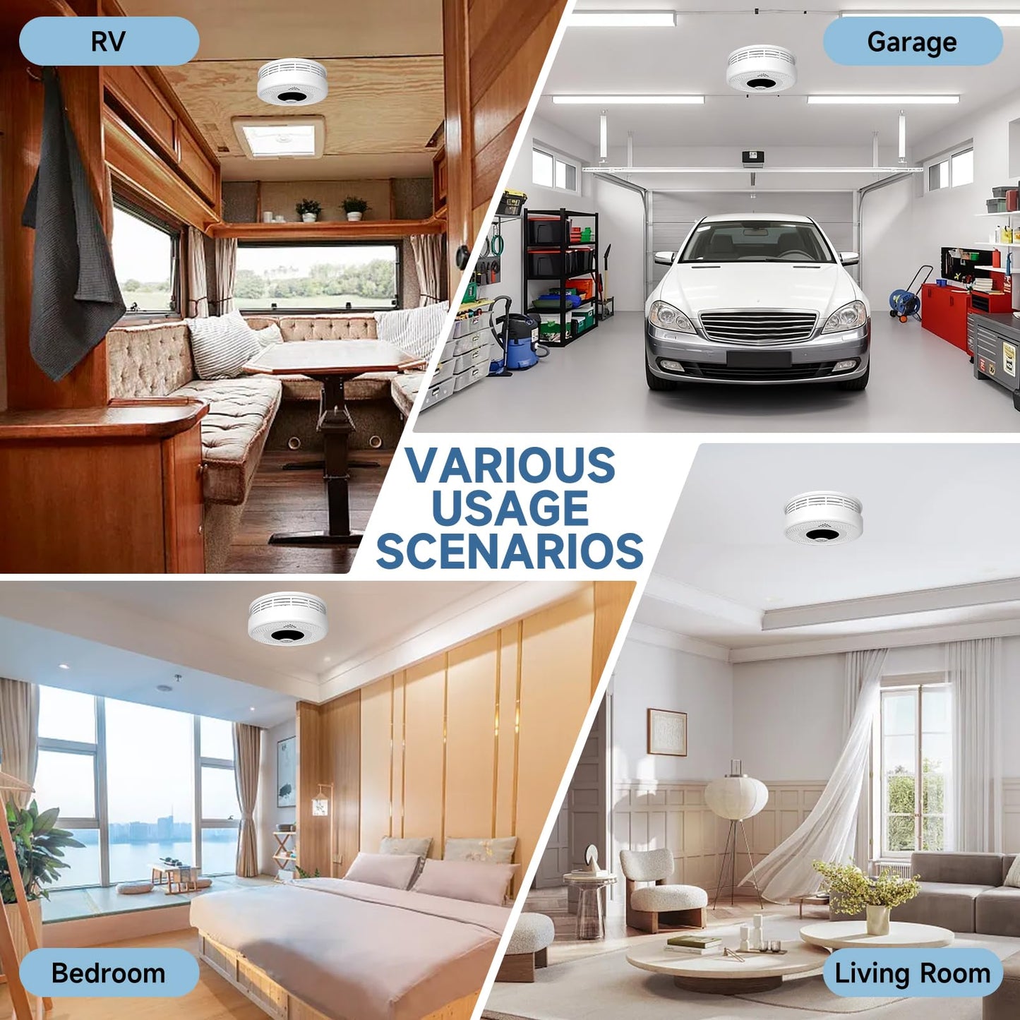 Interconnected 2-in-1 Smoke & Carbon Monoxide Detector with Digital LCD Display, 85dB Loud Alarm, RF Linking for Whole Home Safety, Easy Install for Bedroom, Hallway, RV