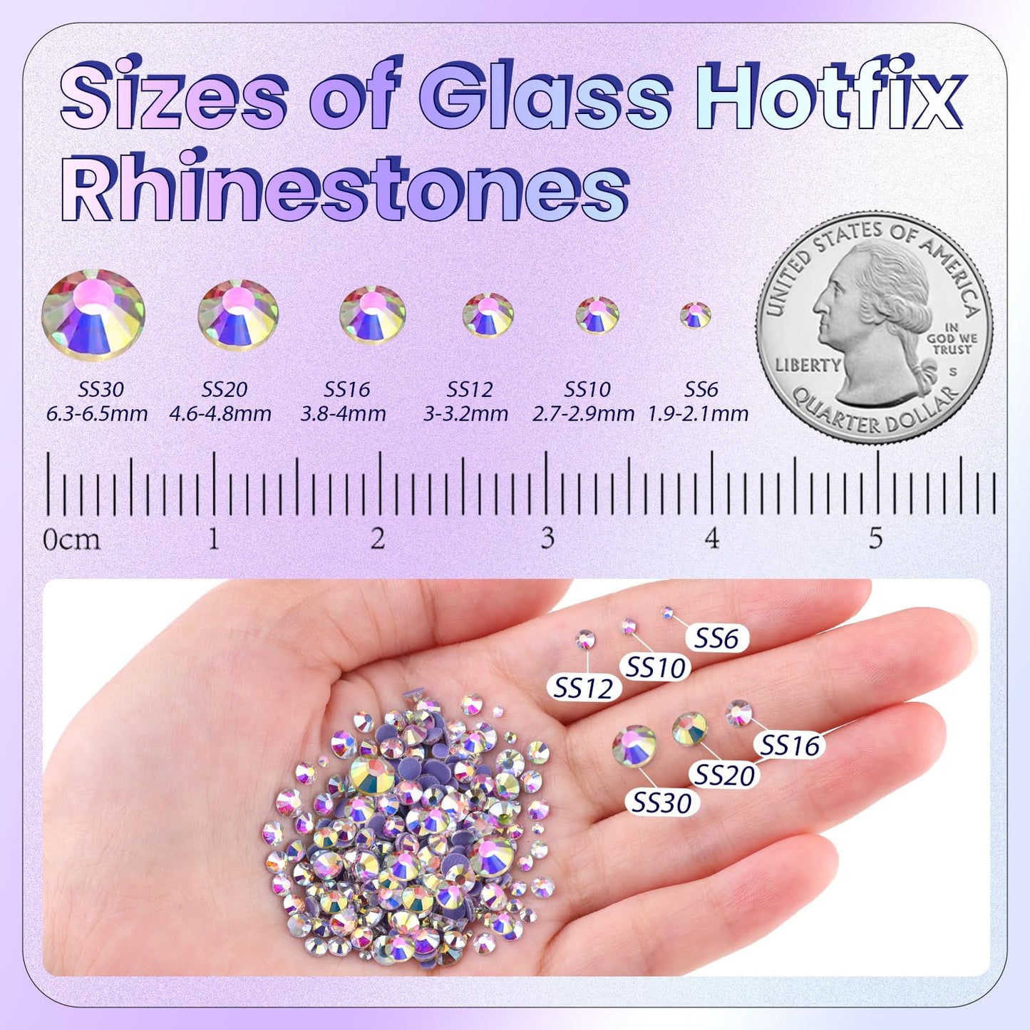 8000Pcs Hotfix Rhinestones for Clothing, Crystal AB SS10 Iron On Flatback Glass Gems, Bedazzler Crystals Rhinestones for Craftin