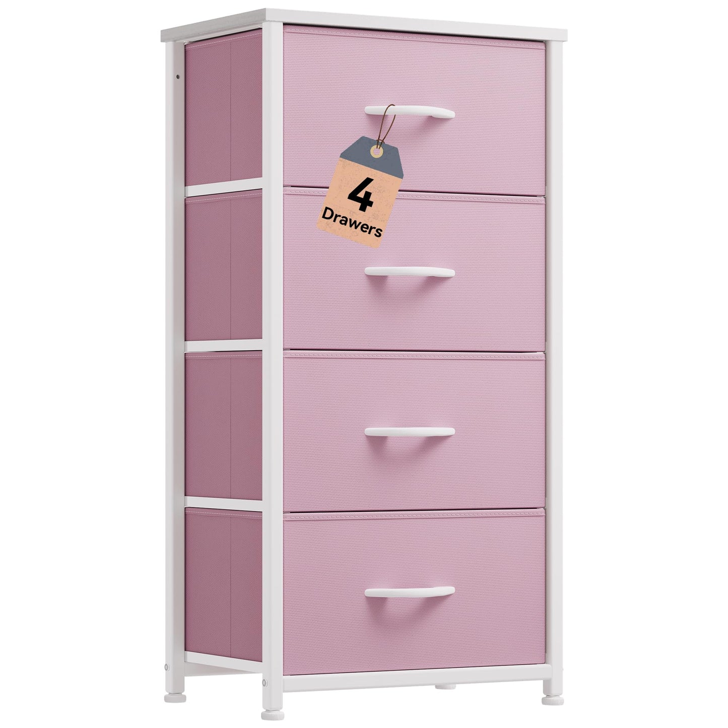 DWVO Storage Drawer with 4 Drawers - Fabric Dressers, Dresser for Bedroom, Living Room, Closets - Sturdy Steel Frame, Wooden Top & Easy Pull Fabric Bins