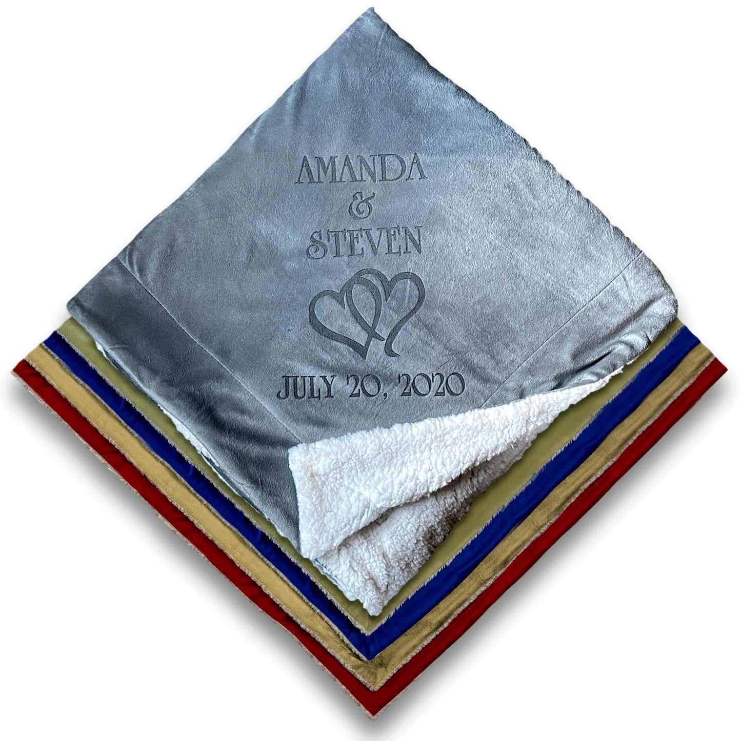 Custom Catch Personalized Unique Wedding Couple Gifts - Anniversary, Engagement Gift Blanket (Hearts)