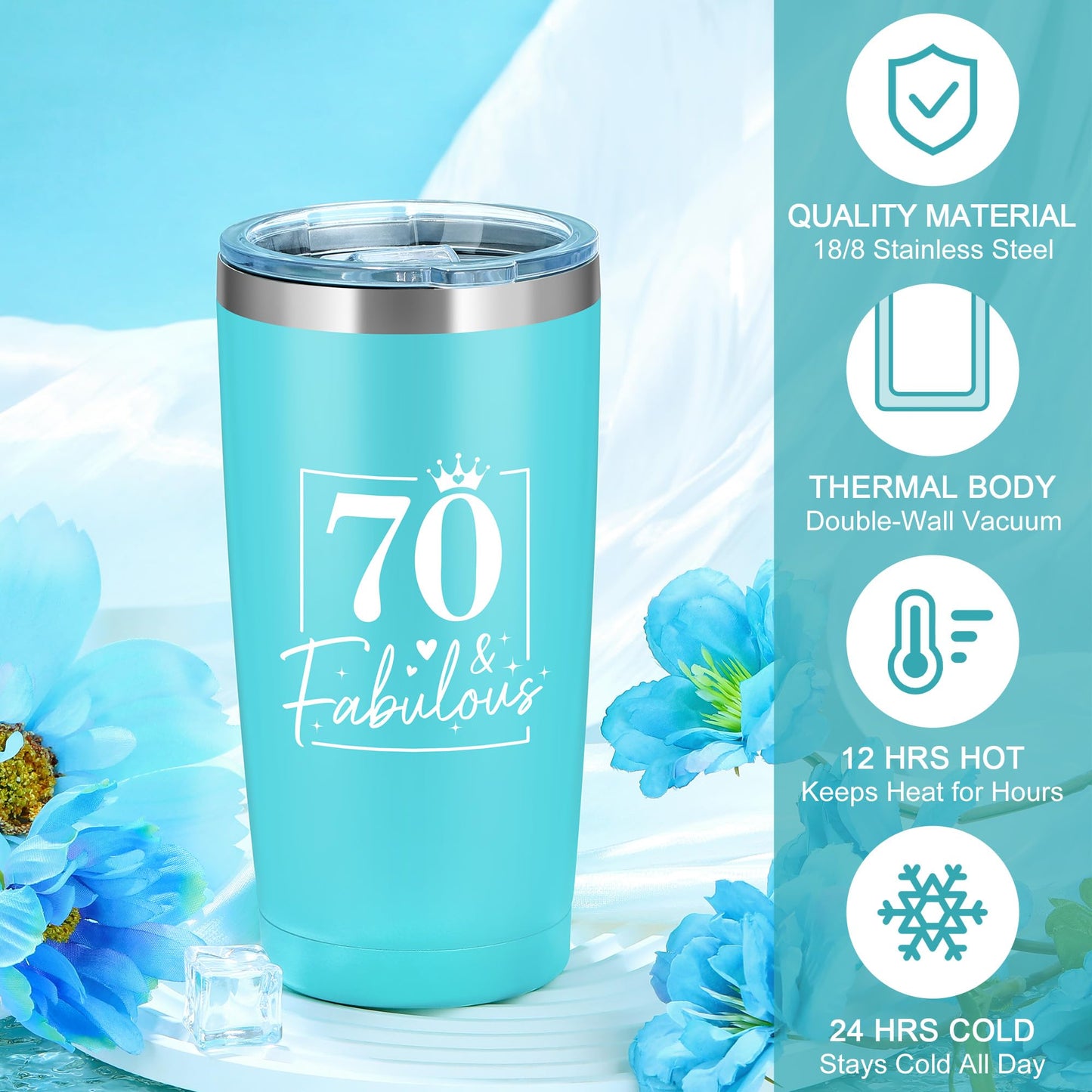 70th Birthday Gifts for Women 70 Year Old Birthday Gifts for Women Cool 1955 Gift for 70 Year Old Woman Happy 70th Bday Decoration Gift Ideas for Woman Female Mom with Tumbler Tote Bag Funny Socks