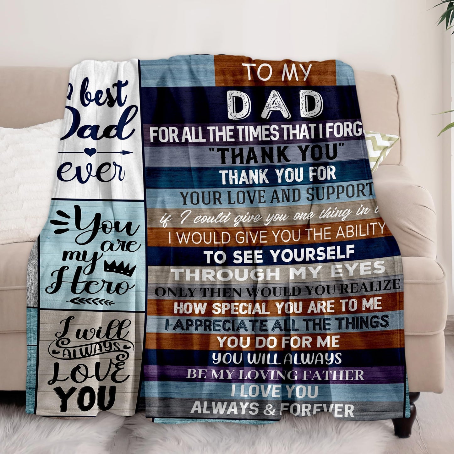 Ekpvgit Cool Dad Gifts for Fathers Day, Dad Birthday Gift from Daughter Son, Fathers Day Birthday Gifts for Dads Who Wants Nothing, Best Daddy Dads Father Ever Blanket 50"X60"
