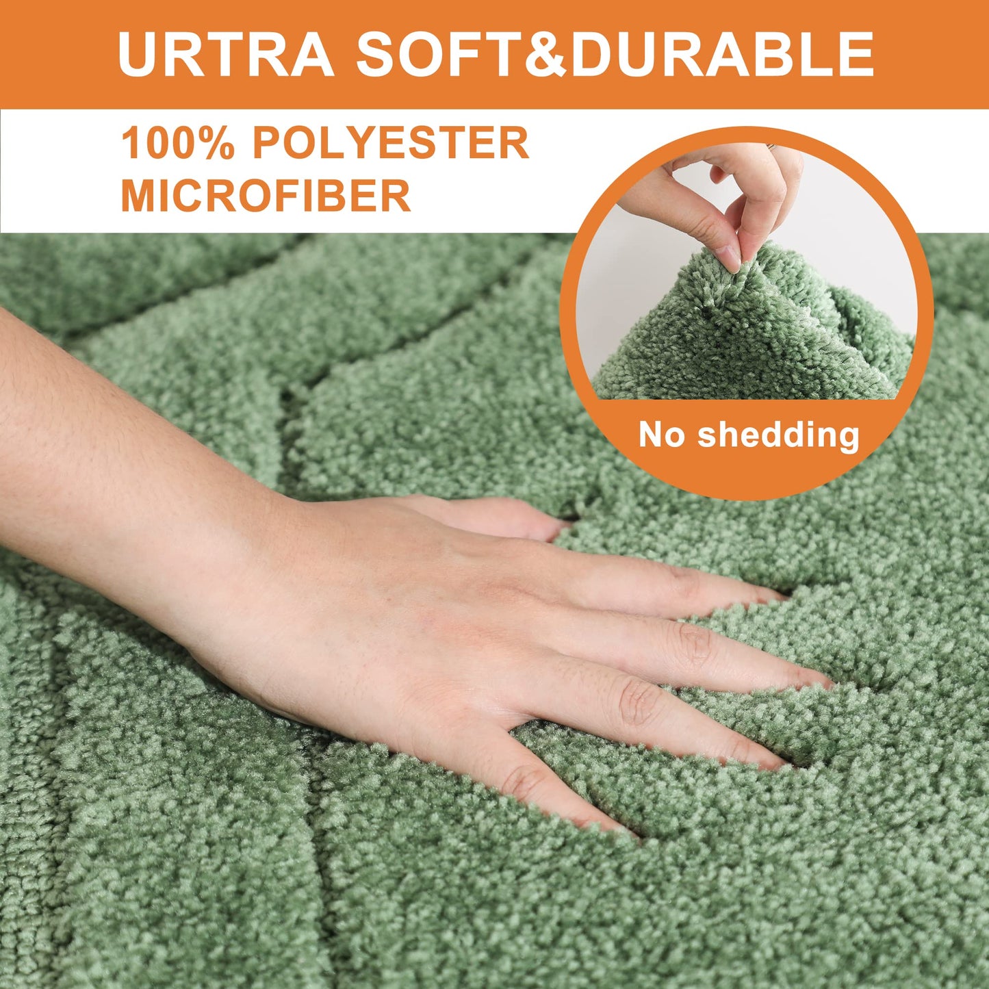 BEQHAUSE Bathroom-Rugs-Non-Slip-Bath Mats for Bathrooms Soft and Absorbent Polyester Microfiber Bathmat Machine Washable Quick Dry Shaggy Shower Mat for Bathtub and Sink,24" x36”,Green
