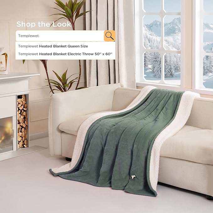Heated Blanket Full Size - Single Controllers Electric Blanket Full with 9 Heat Settings & 10 Hour Auto Off,Overheat Protection,Machine Washable 72"x84"(Lake Green)