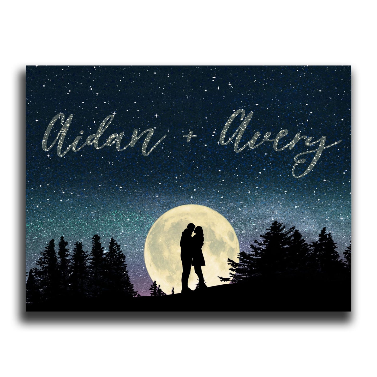 Personal-Prints | Personalized Gifts for a Romantic Valentine’s Day or Anniversary | Stretched Canvas Customized and Ready to Display with an Easel Back (1 - Written in the Stars)