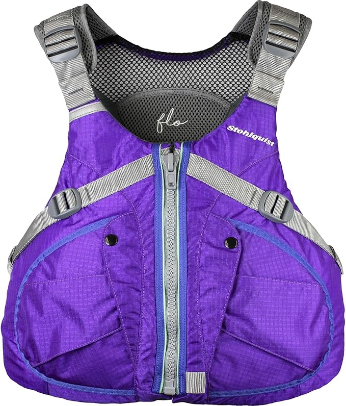 Stohlquist PFD for Women. Purple FLO Lifejacket with Chest Contoured for Women's Fit. Kayaking, Boating, All Water Sports.