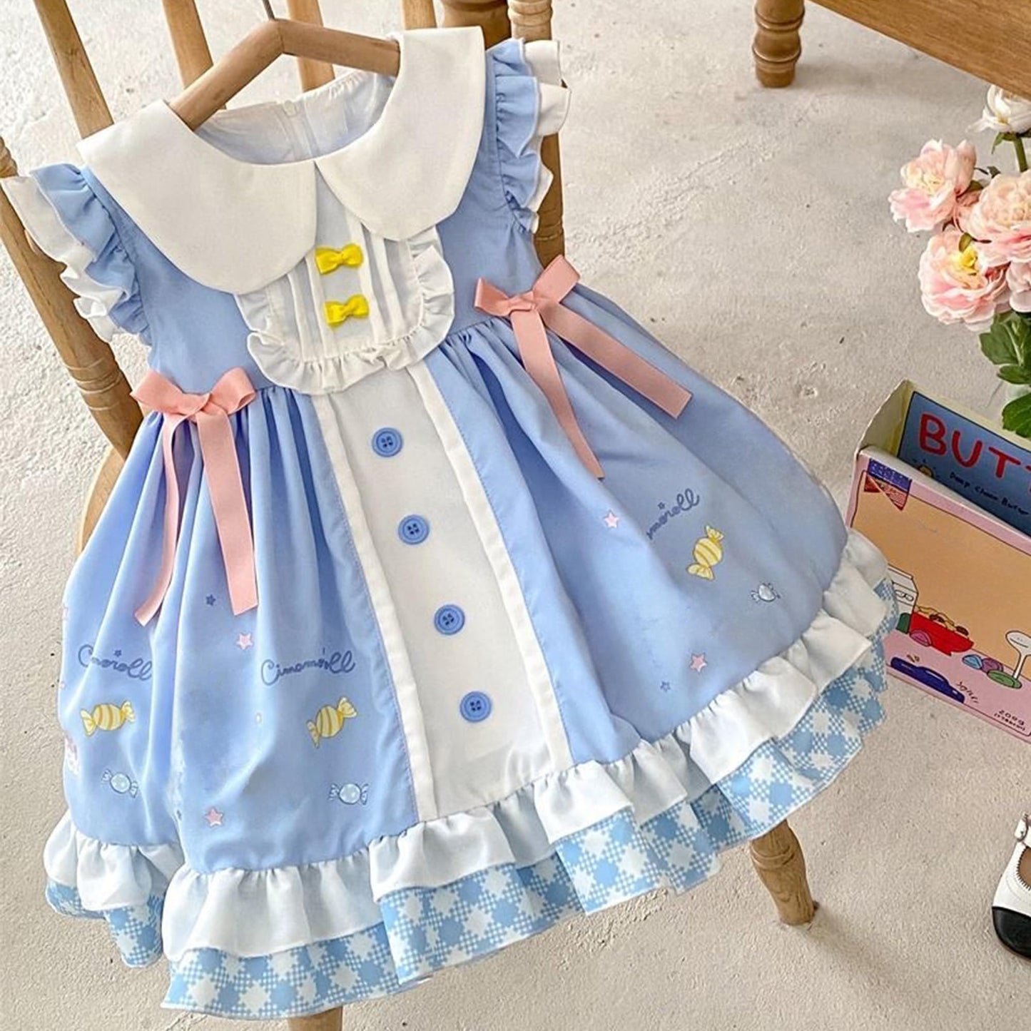 noxozoqm Girls Lolita Blue Dress Costume Princess Birthday Party Play Wear Halloween Cosplay Outfits 110