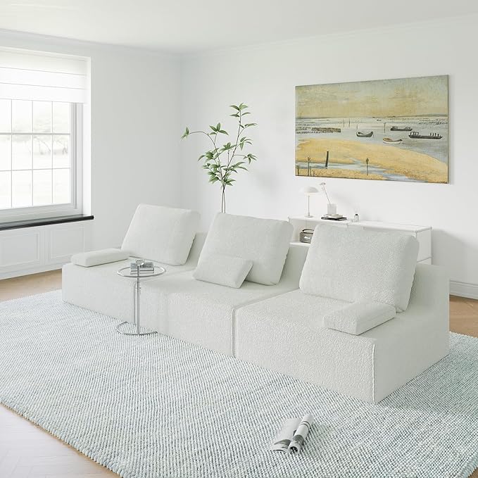 Sailret Oversized Modular Sectional Sofa, Foam-Filled Lazy Couch with Lumbar Pillow, Convertible Floor Sofa Set for Living Room Bedroom, Free Combination, Multiple Packs (1–6 Seats)