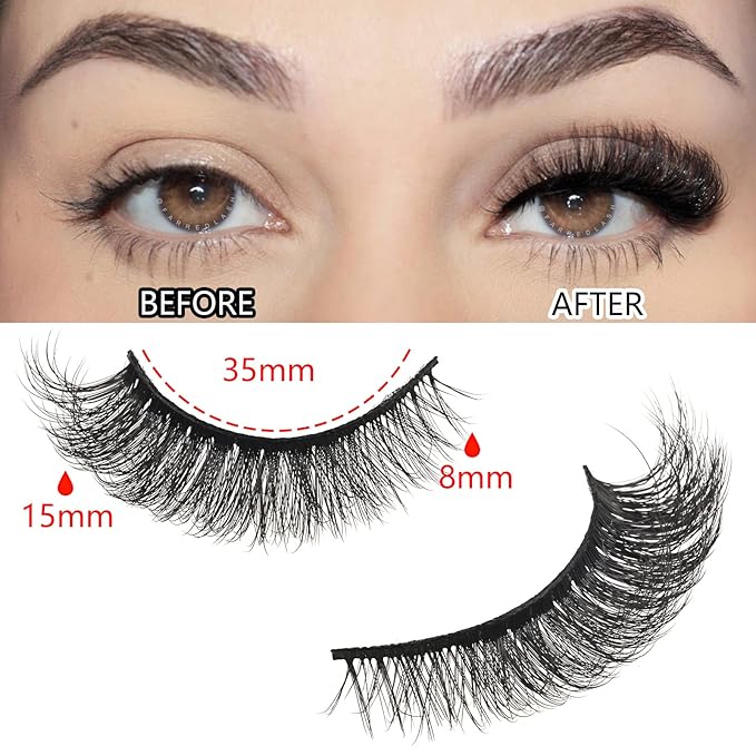FARRED Cat Eye Lashes Short False Eyelashes Wispy Lashes Mink Fox Eye Lash Fluffy Eyelash Natural Look 10 Pairs Fake Lashes Pack Volume Lash Strips Pestañas