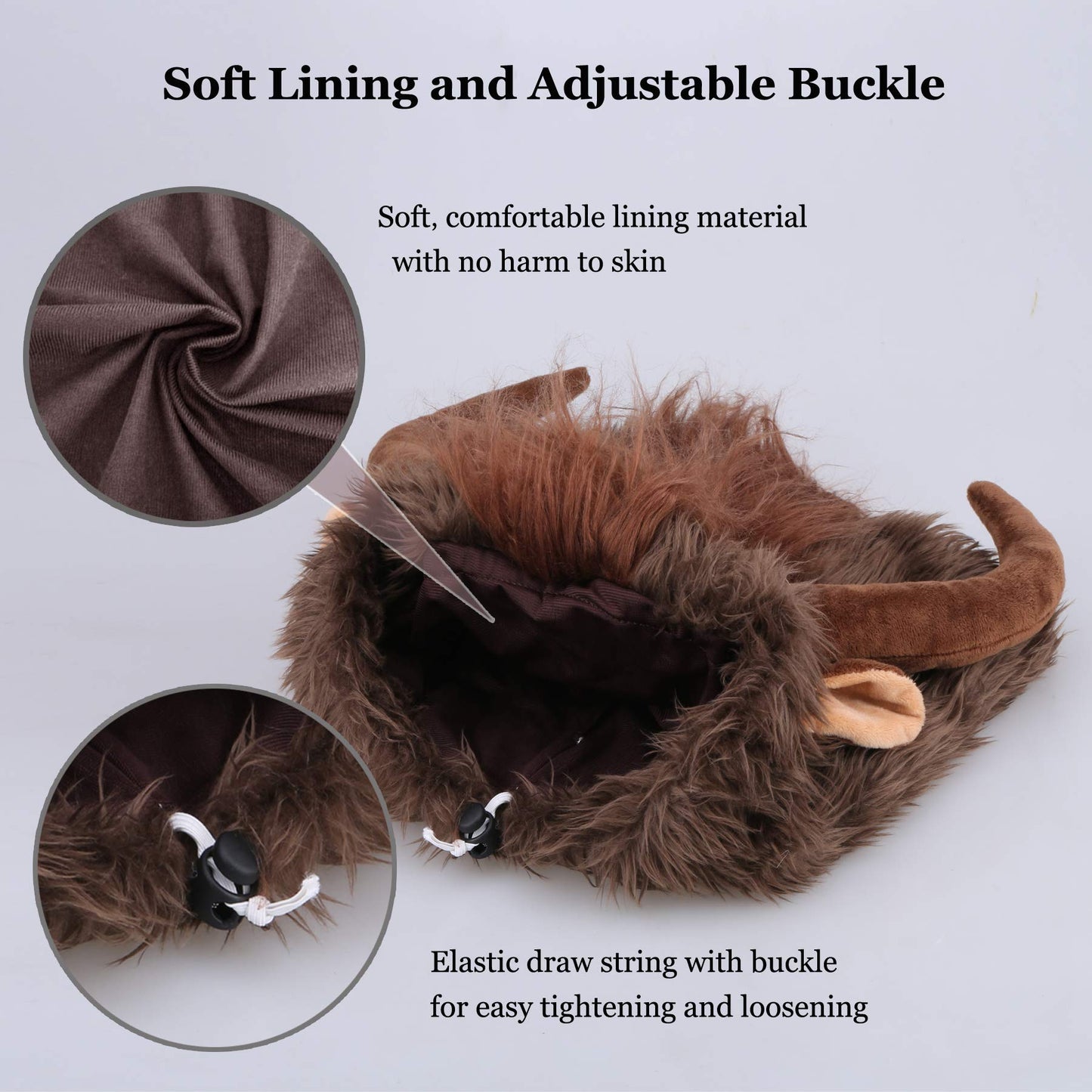 Funny Pet Moose Costumes for Dog, Cute Furry Pet Wig for Halloween Christmas, Pet Clothing Accessories (Bull, Size L)