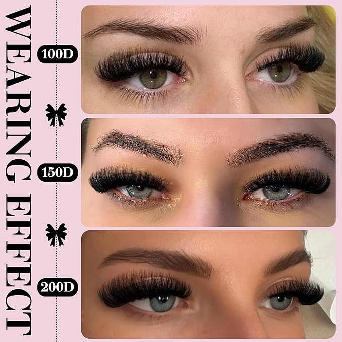 Fluffy Lash Clusters 100-150-200D Volume Eyelash Clusters 10-16mm Wispy Individual Lashes D Curl Cluster Eyelash Extensions 300pcs DIY Lash Extensions(D Curl 300pcs)