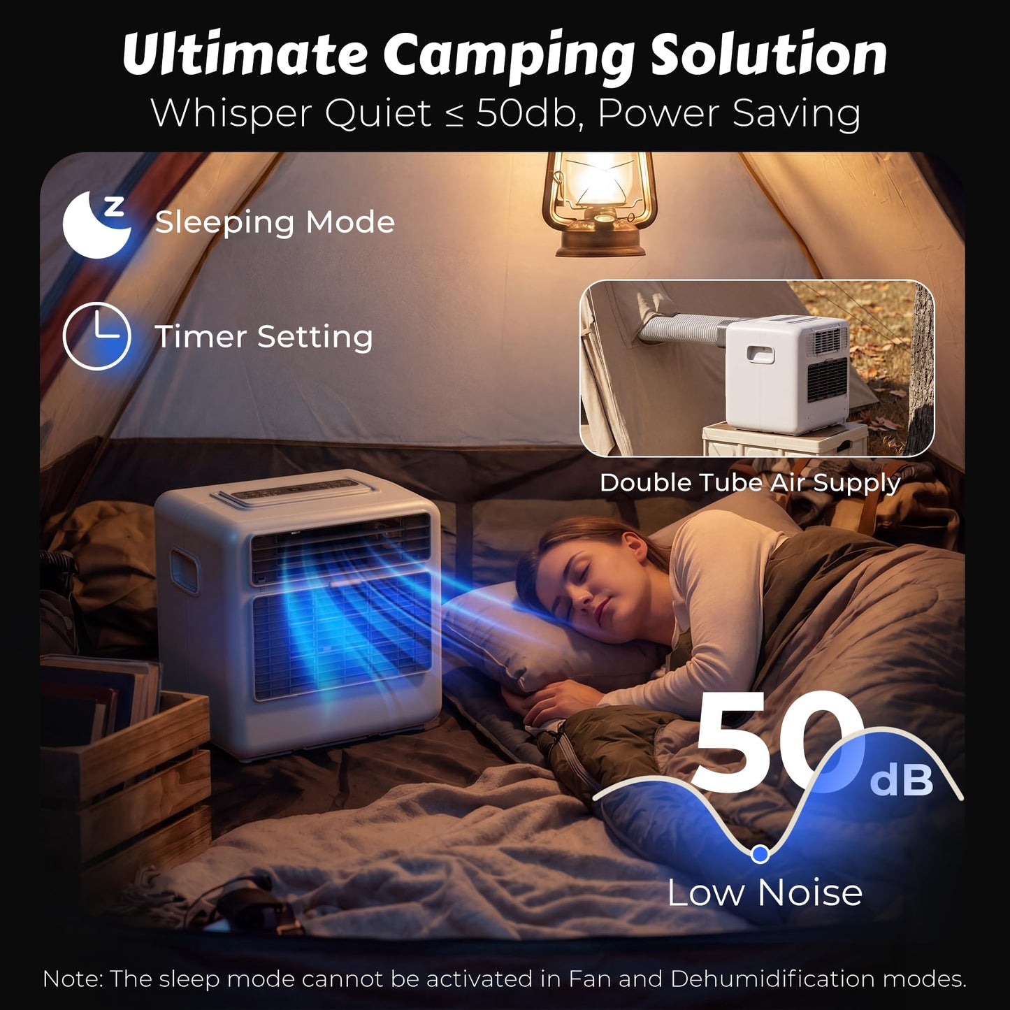 Disaenvir Tent Air Conditioner - Portable Air Conditioner 3300BTU, Compact Air Cooler AC Unit, 24 Hours Timer, Safety Lock, 3 Modes for Tent, Camping, RV, Truck, No Battery (White)