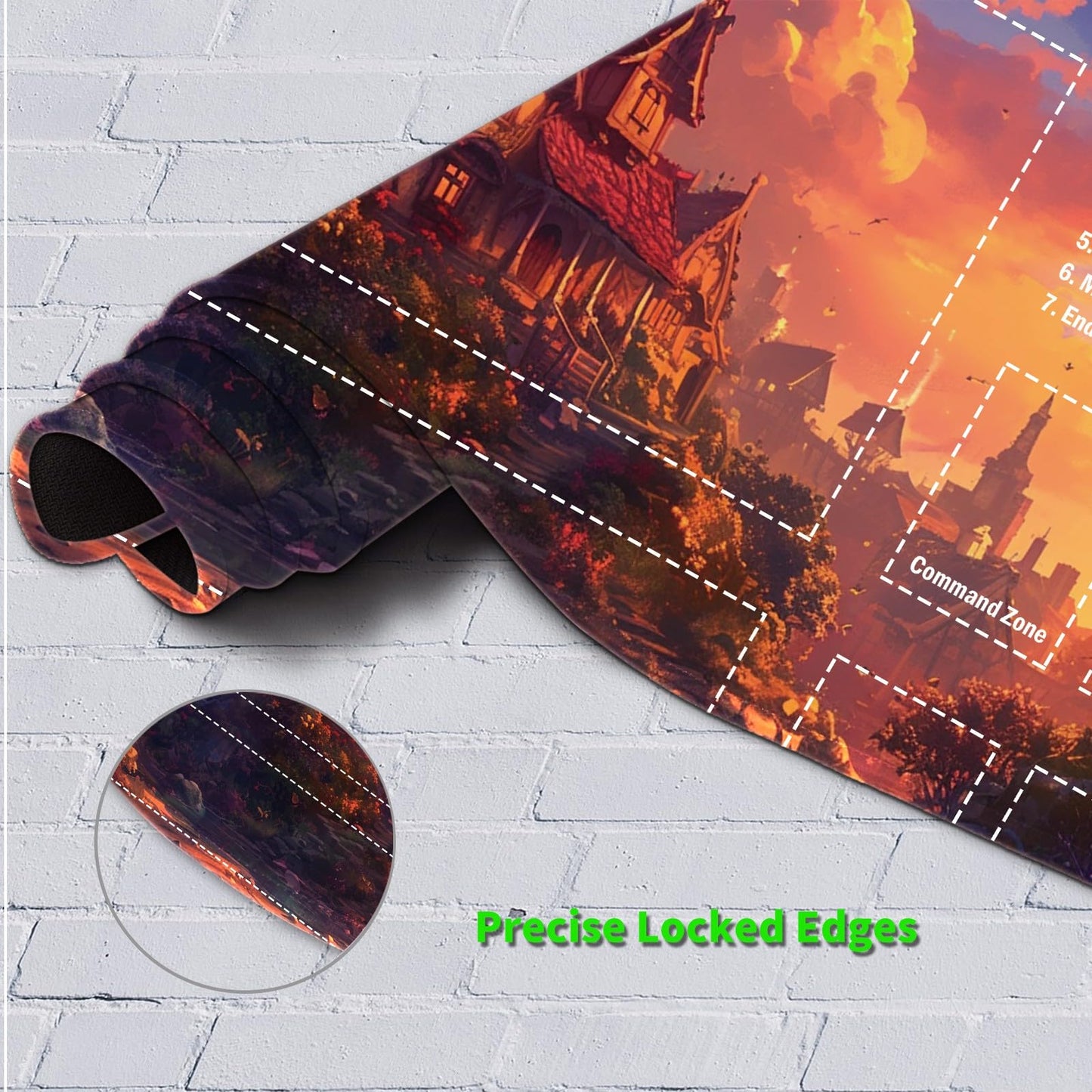 JANENFNA TCG Playmat with Magic Zones 24 x 14 inches Mousepad Compatible for MTG Trading Card Game Play Mats Smooth Rubber Surface Magic The Gathering Play Mat, Dream Castle