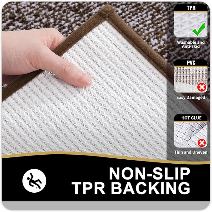 OLANLY Bathroom Rugs 30x20, Extra Soft and Absorbent Microfiber Bath Mat, Non-Slip, Machine Washable, Quick Dry Shaggy Bath Carpet, Suitable for Bathroom Floor, Tub, Shower (Medium, Brown)