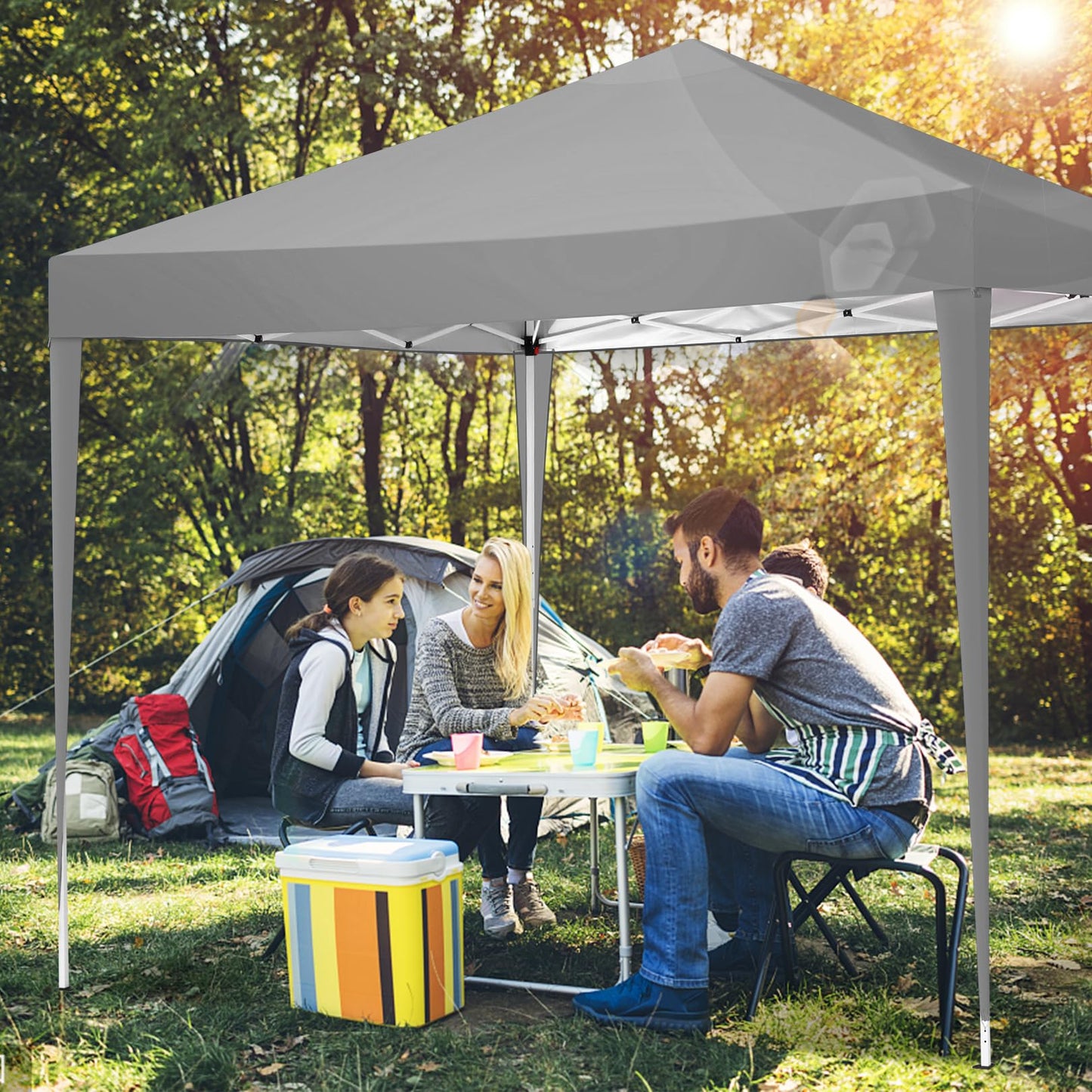 COBIZI Canopy 10x10 Pop Up Canopy Tent with 4 Sidewalls Party Tents for Parties Weddings Backyard Waterproof Canopy Outdoor Commercial Canopy Event Tent with Stakes, Ropes, Grey
