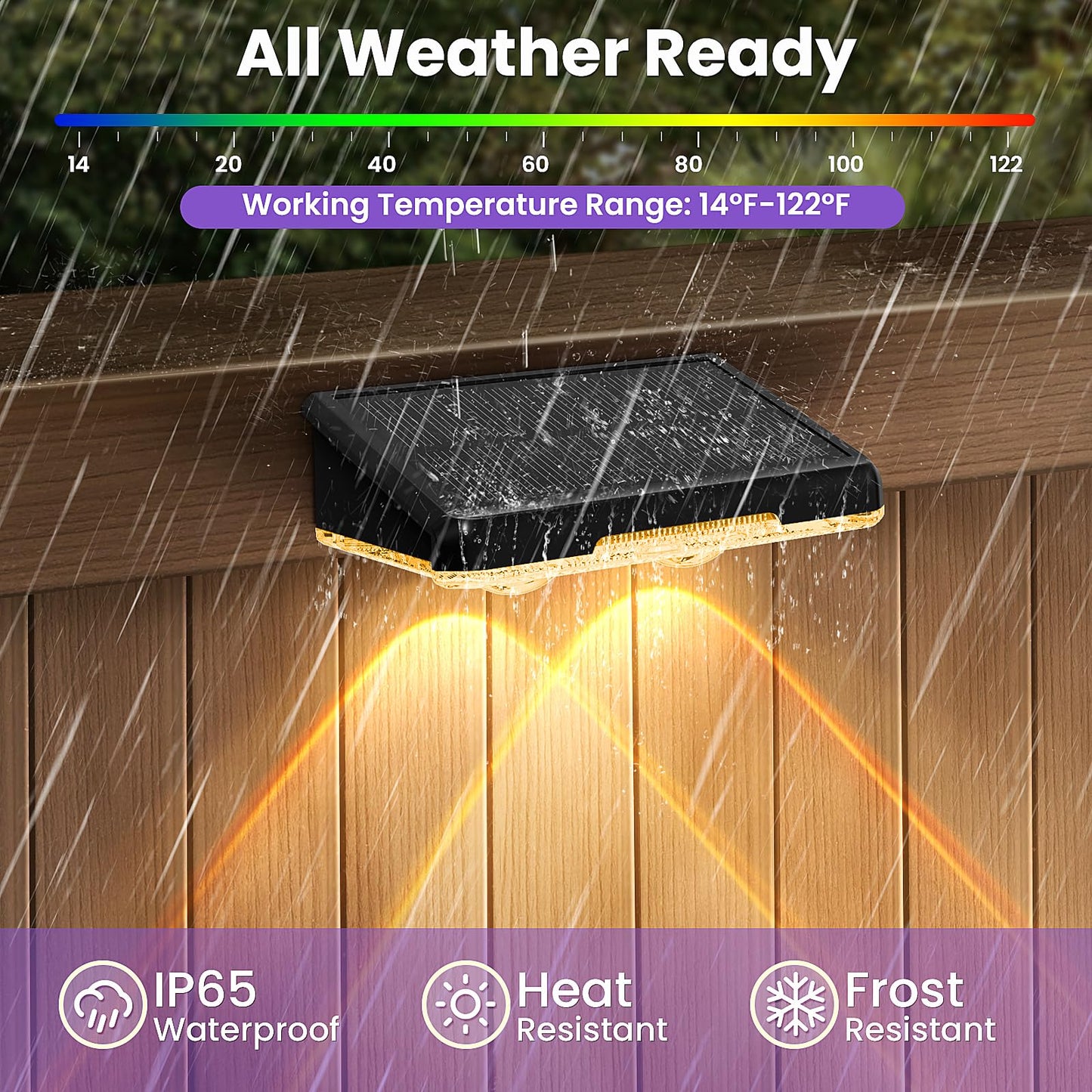 APILAB Solar Fence Lights Outdoor 8 Pack - 8 Modes (RGB Cycle/Fixed), Fence Lights Solar Powered for Outside, IP65 Waterproof, Deck Lighting for Wall, Step, Patio, Pathway, Stairs