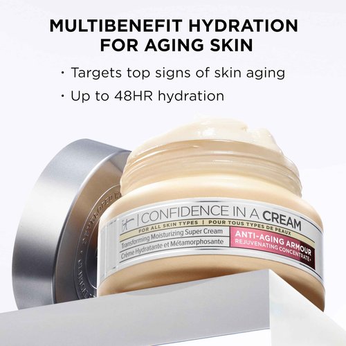 IT Cosmetics Confidence in a Cream Jumbo - Hydrating & Anti Aging Face Moisturizer, Visibly Reduces Fine Lines & Wrinkles, Up To 48H Hydration, Repairs Skin Barrier, Squalane & Ceramides - 4 fl oz