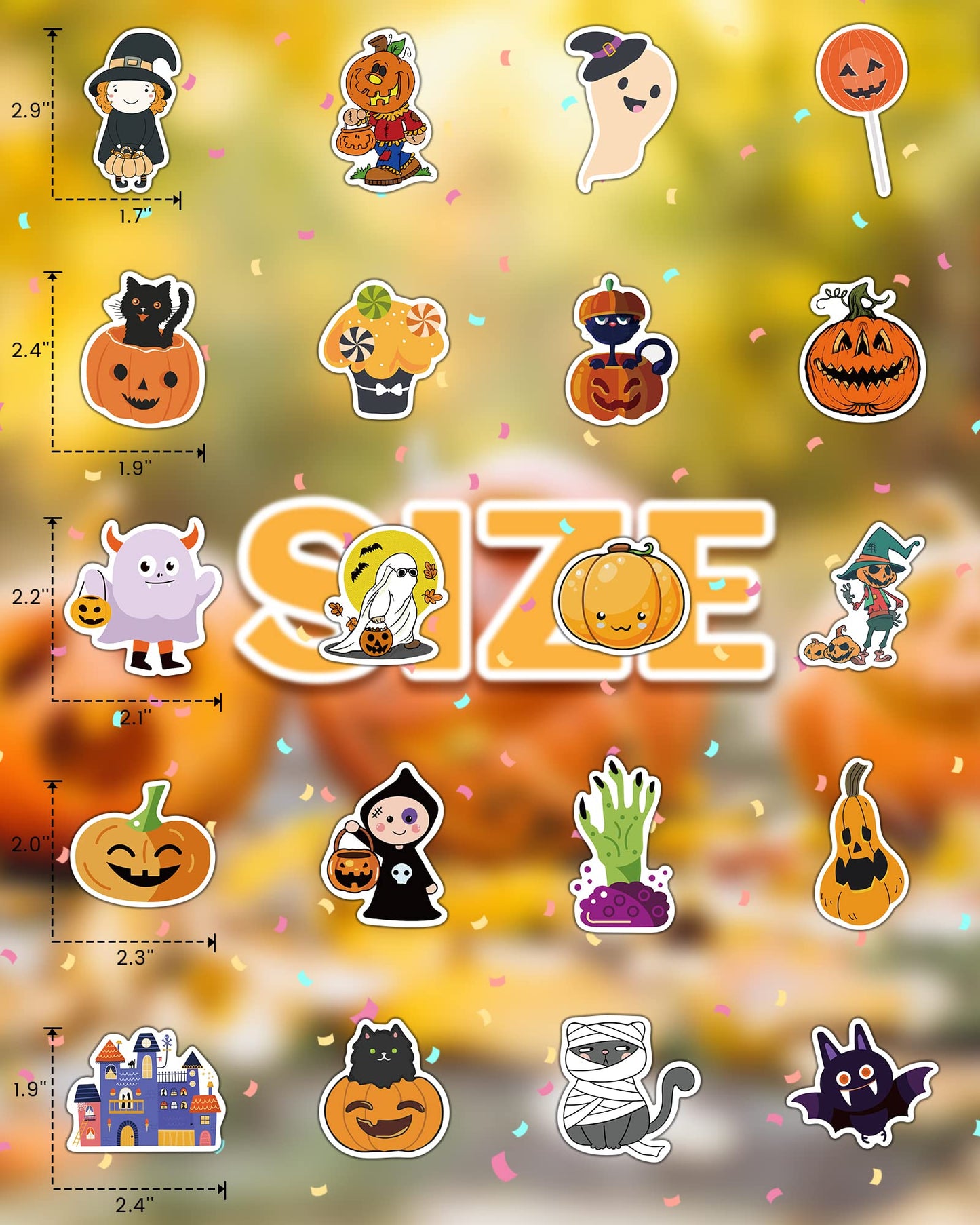 Benresive 300 Pcs Halloween Stickers for Kids - Bulk Halloween Crafts Party Favors, Goody Bag Stuffers, Waterproof Vinyl Laptop & Water Bottle Stickers