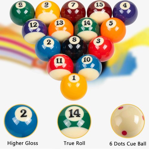 Collapsar Deluxe 2-1/4" Billiard Pool Balls Marble-Swirl Style Billiards Ball Complete 16 Ball Set (Several Style Available) (PRO Premium)