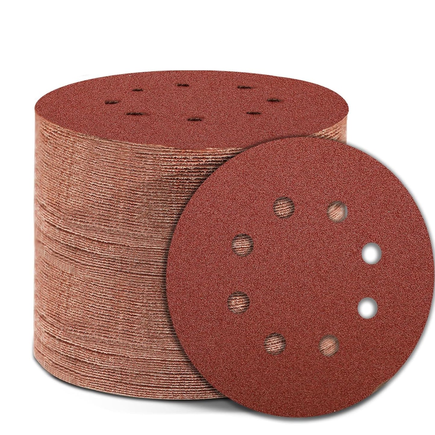 320 Grit 5 Inch Sanding Discs Hook and Loop Sandpaper, 150 PCS 8 Hole Adhesive Fine Sand Paper for Random Orbital Sander