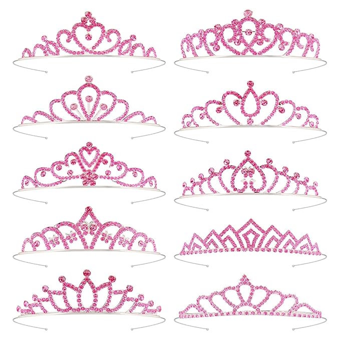 Tihebax 10 Pcs Pink Tiaras Crowns Headbands for Women Girls Princess Tiara Bulk Crown Rapunzel Crown for Wedding Birthday ...