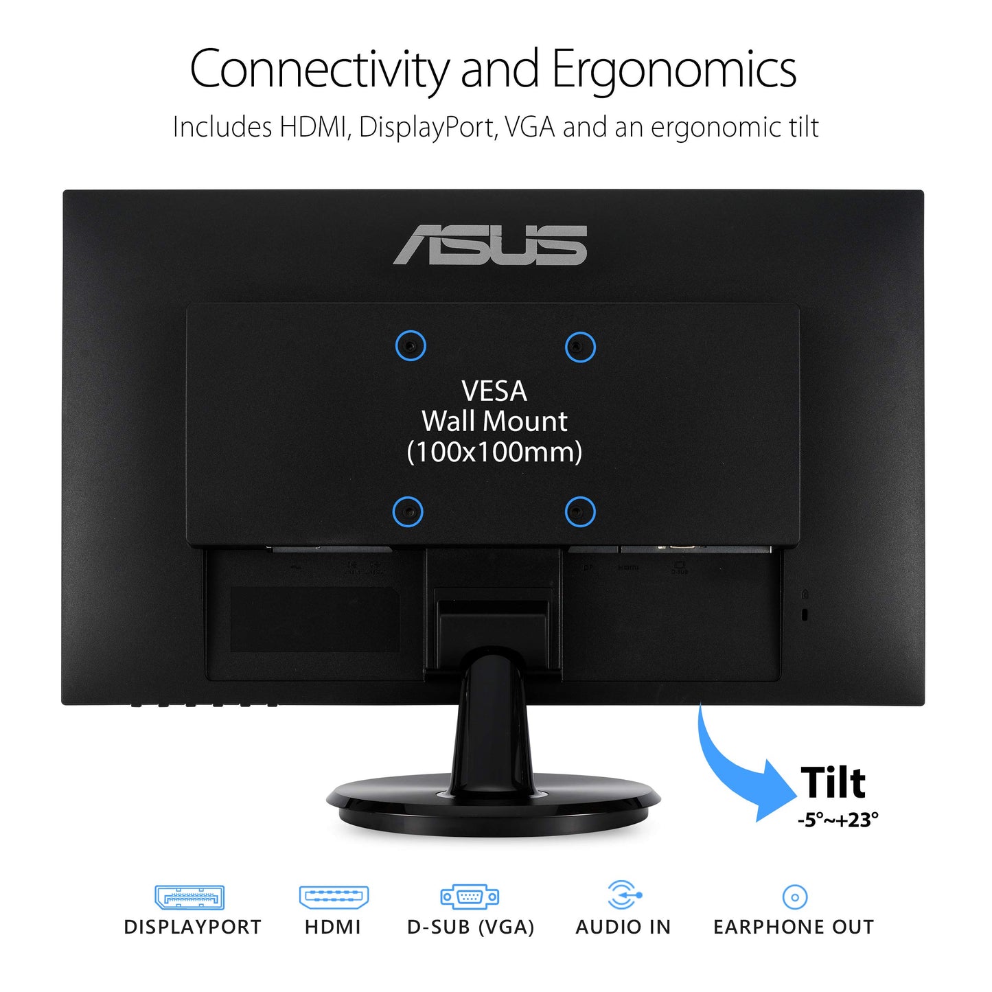 ASUS 24-Inch Desktop Monitor - 1080P Full HD, 75Hz, IPS, Adaptive-Sync/FreeSync, Eye Care, HDMI DisplayPort VGA, Frameless, VESA Wall Mountable - VA24DQ
