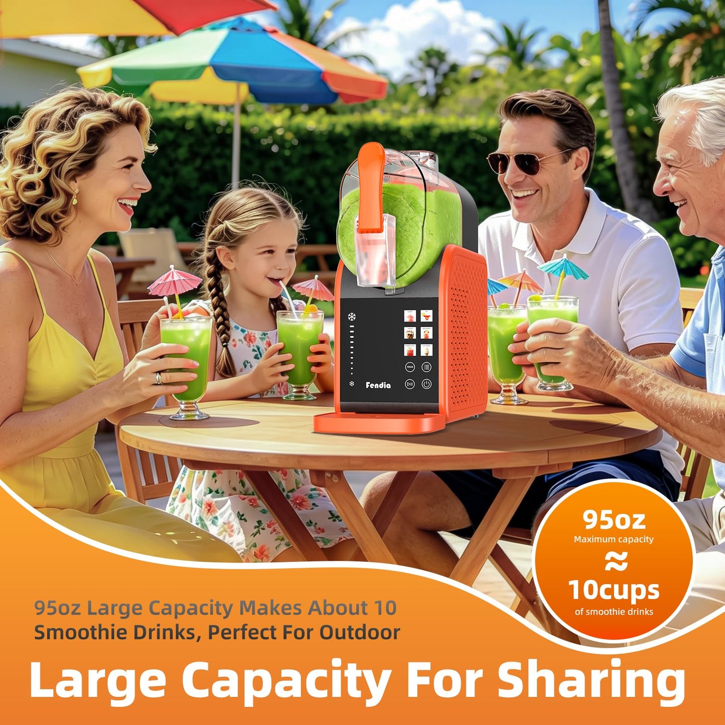 Max 95oz Slushie Machine with 6 Smart Presets, No Ice Needed Frozen Drink Maker for Home, Quick 30-Min Freeze for Slush, Margaritas, Smoothies, Ice Cream & More, Large Capacity Party Slushy Maker