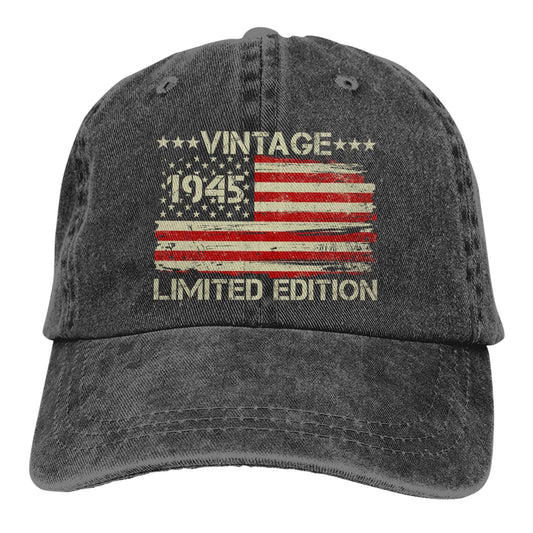 80th Birthday Gifts for Men Women Vintage 1945 Hat 80th Birthday Decorations for Men Baseball Cap (US, Alpha, One Size, 1945&Black)