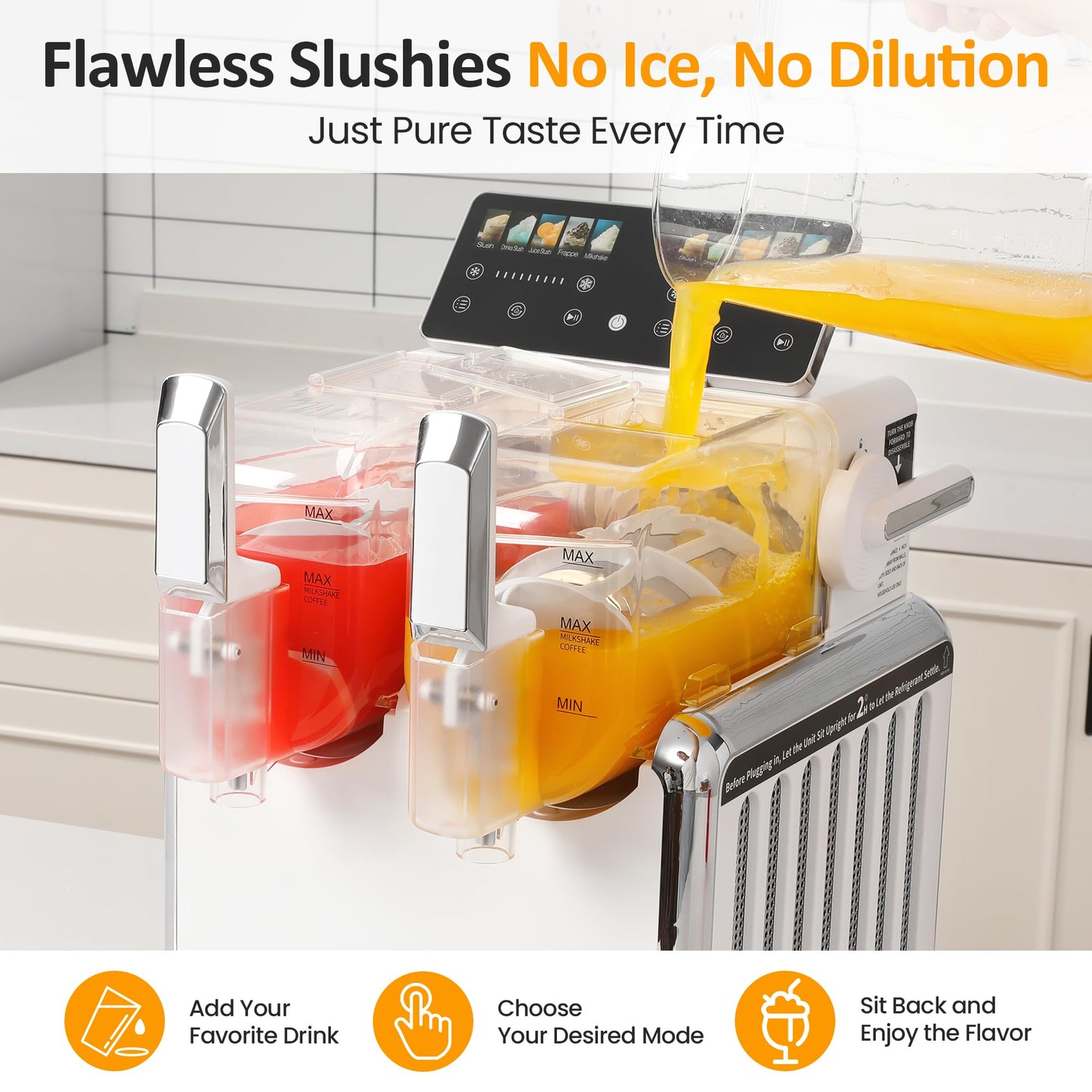 Dual-Tank Slush Machine for Home: 169oz Frozen Drink Maker with Rapid Chill Technology, Self-Cleaning System & 5 Drink Modes, Keeps Drinks Frozen up to 12 Hours, ETL Certified, White