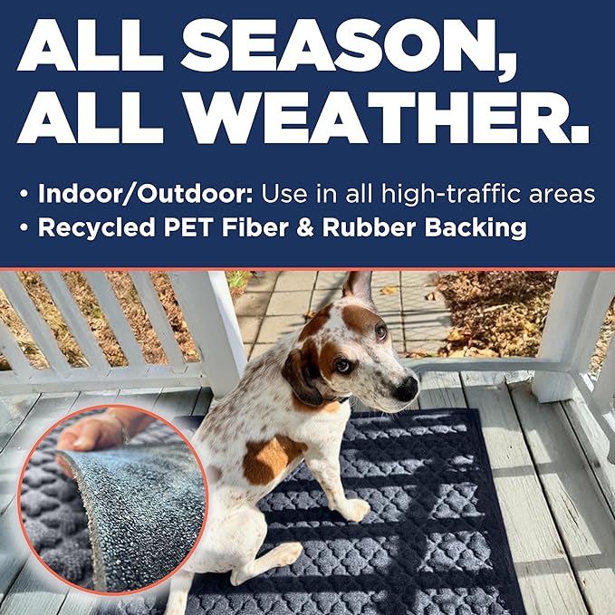 MATSINC Artisan Entry Front Door Mat - Rubber Back Indoor or Outdoor Entry Rug with Quadra Foil Design, Water Absorbing Rug, Made in The USA, 18" x 30", Walnut