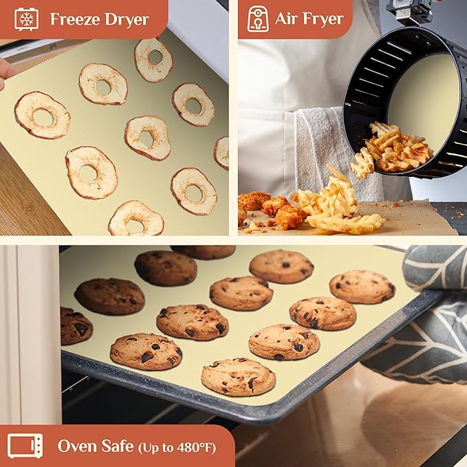 Silicone Baking Mat, 20 IN x 6 FT Free Cutting Baking Sheet,Non-Stick Reusable Dough & Pastry Mat,Non-Slip Silicone Mat Roll for Air Fryer Liner,Freeze Dryer,Oven Baking Pan,Kitchen Counter