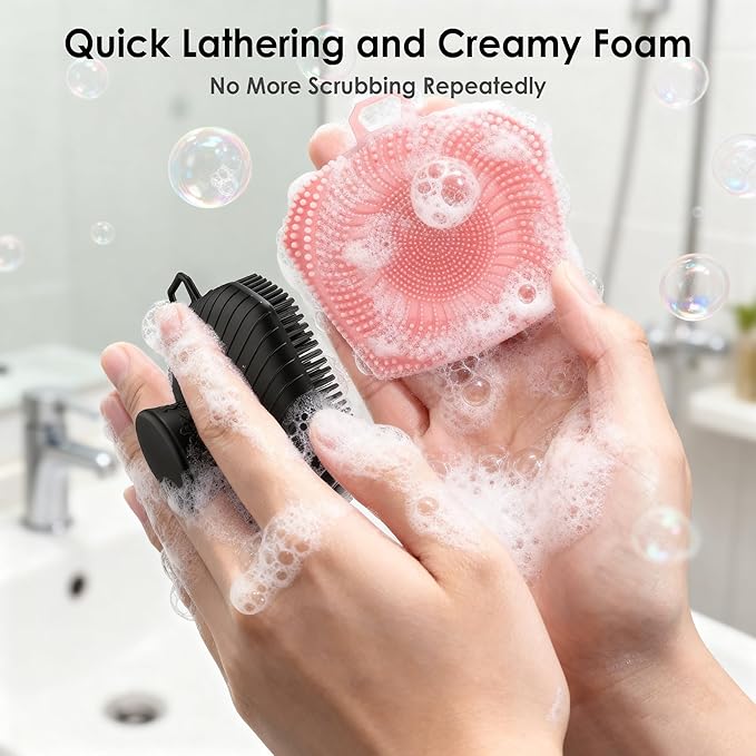Face Scrubber, Pore Brush | Lymphatic Drainage Brush, Silicone Facial Cleansing Brush, Face Brush for Lymphatic Drainage Massager and Blackhead Removing Pore Cleansing Massaging for Sensitive
