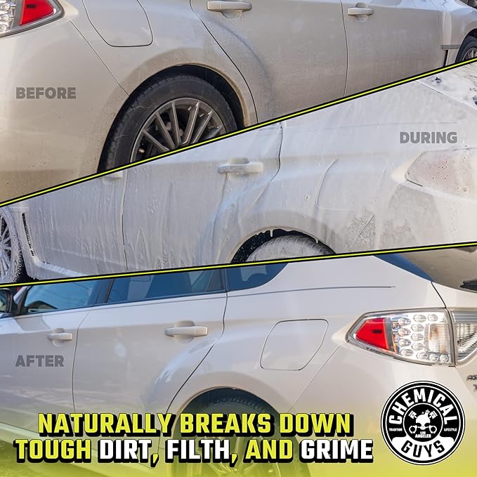 Chemical Guys Citrus Wash & Gloss Foaming Car Wash Soap - High Suds Formula Foam Cannon Soap for Foam Blasters, or Bucket Washes - Safe on Paint, Clear Coat, and Wax, Citrus Scent - 64 oz