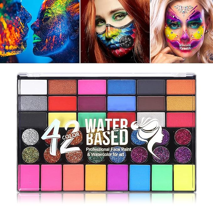 42 Colors Bruise Wheel for Special Effects,Halloween Face Body Paint SFX Makeup,Light Green Witch Zombie Gamora Face Body Paint Oil Based Cosplay Theatrical Halloween Makeup Kit