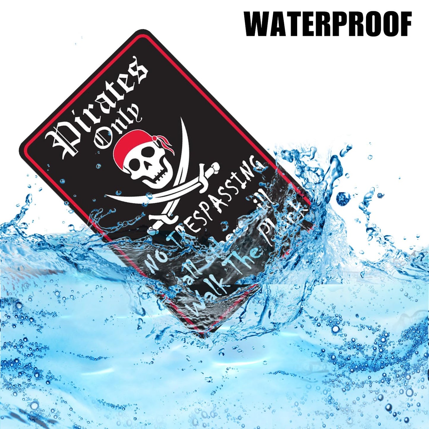 Pirate Theme Pin Signs Decor 12"x8" Metal Sign Pirates Only All Others Will Walk The Plank