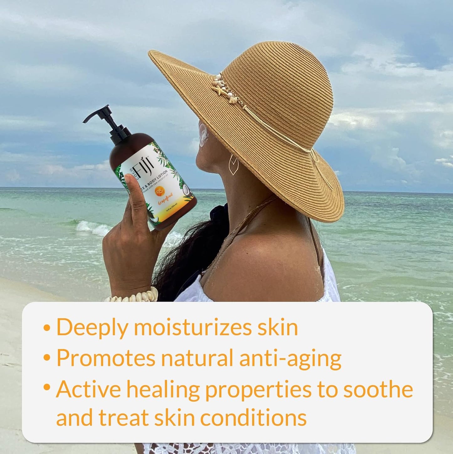 Coco Fiji Face & Body Lotion Infused With Coconut Oil | Lotion for Dry Skin | Moisturizer Face Cream & Massage Lotion for Women & Men |Grapefruit 12 ozPack of 3