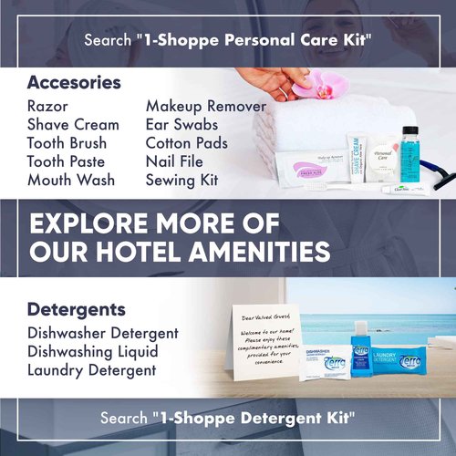 Terra Pure Hotel Soaps and Toiletries Bulk Set | 1-Shoppe All-In-Kit Amenities for Hotels | 1oz Hotel Shampoo & Conditioner, Body Wash, Body Lotion & 1.25oz Bar Soap Travel Size Toiletries | 75 Pieces