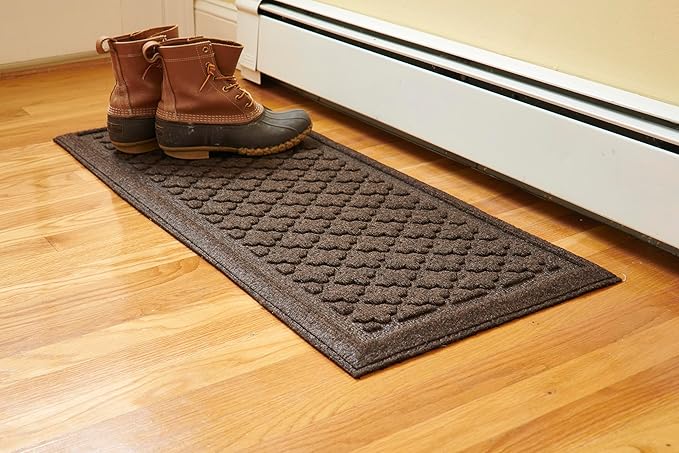 Artisan Entry Indoor Mats for Entryway, Durable & Easy to Clean Tray for Boots, Anti-Slip & Water-Resistant for Front Room, Made in The USA, 15" x 36", Walnut, by Mats Inc.