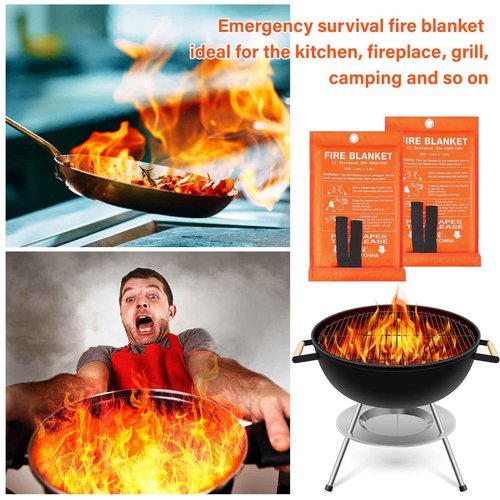 Jerify 15 Pcs Fire Blanket - Fiberglass Fire Emergency Flame Retardant Safety Fireproof Safety Suppression Cover Blanket for Kitchen, Home, Car and Office - 39 x 39 Inch (Orange)