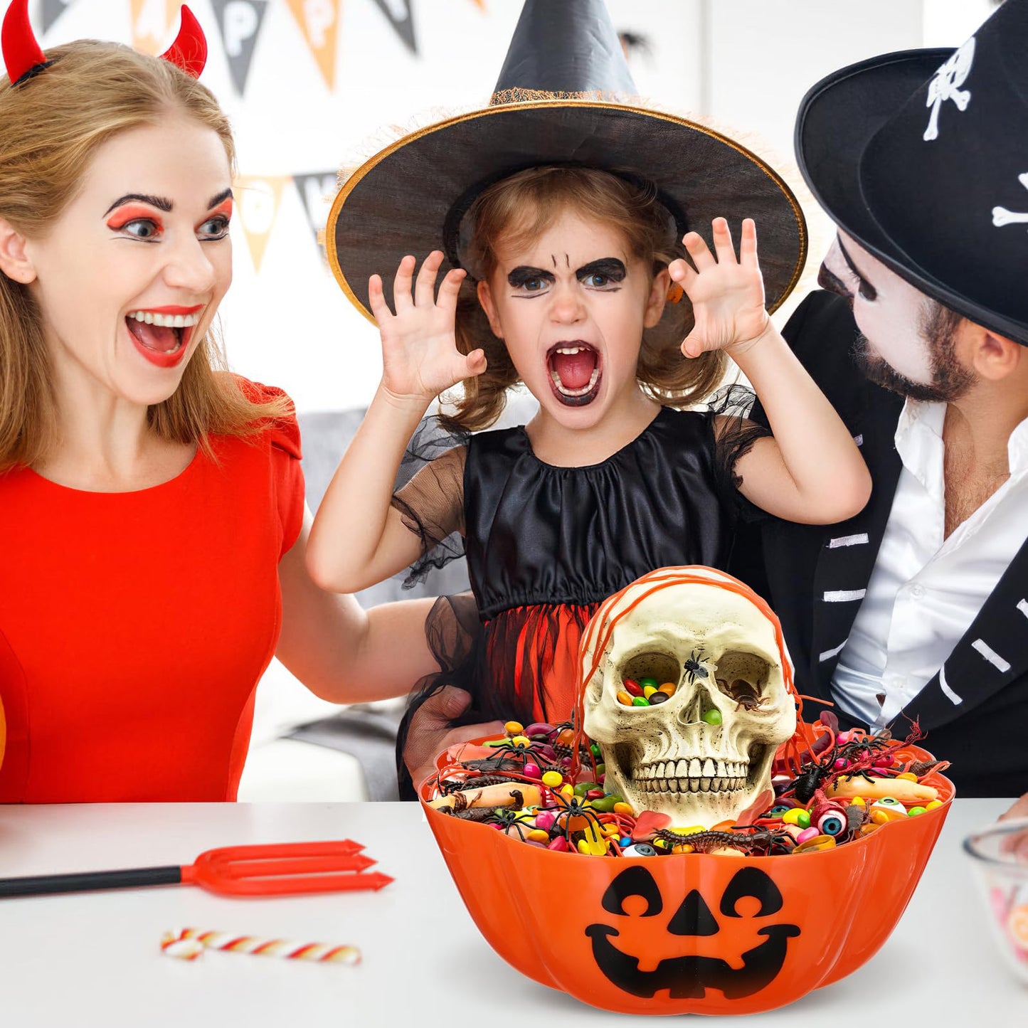 Hemoton Halloween Jack O Lantern Pumpkin Bowl - Plastic Candy Dish Trick or Treat Basket - Snack Dish & Fruit Bowl - Party Supplies