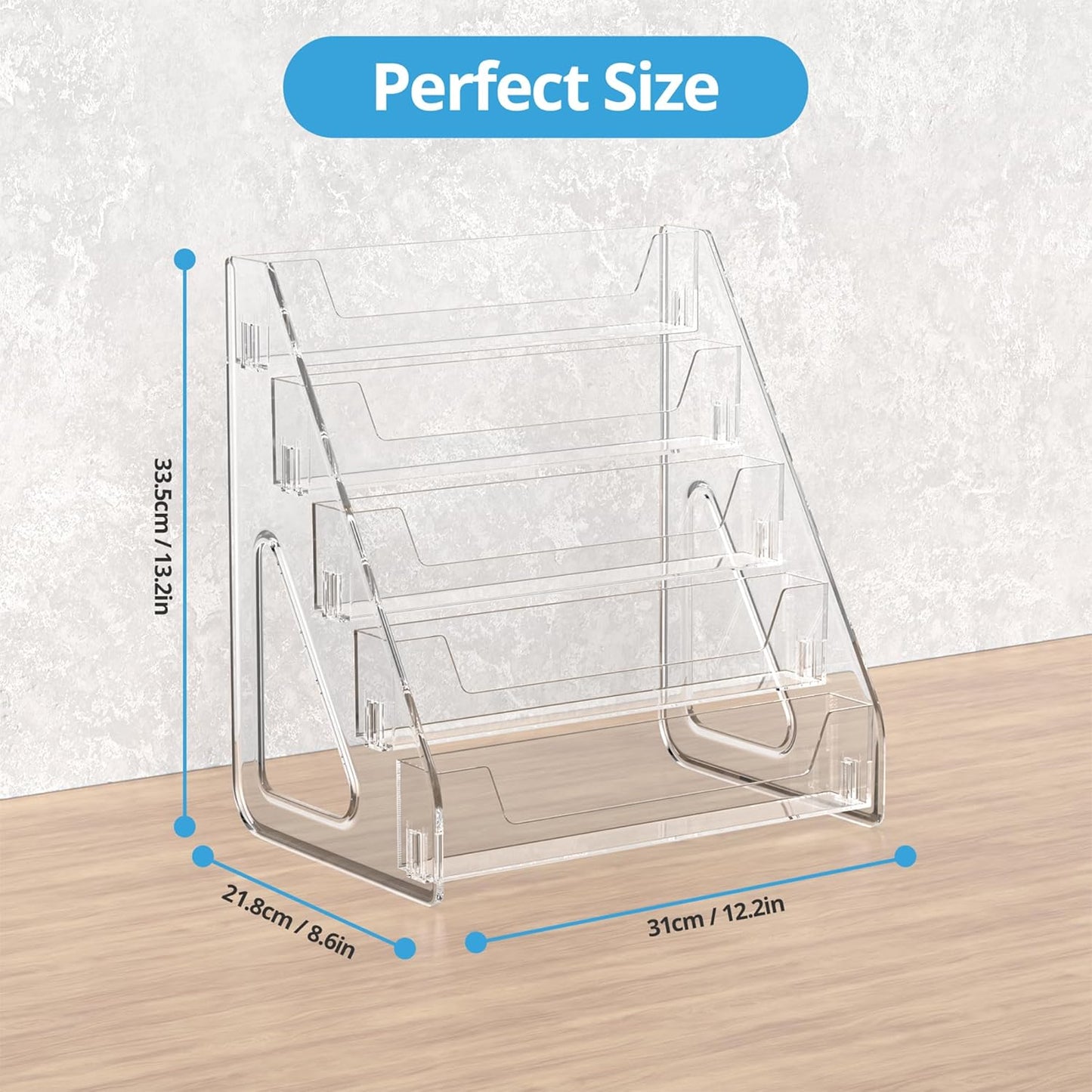 5 Tier Acrylic Card Display Stand, Clear Display for Greeting Cards, Sports Cards, Postcards, Stickers & Brochures (2 Pack)