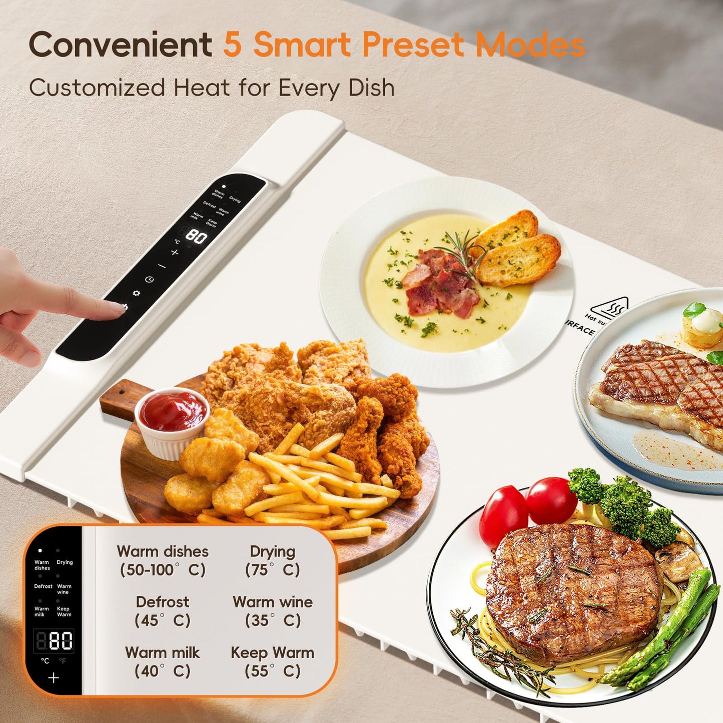 Dcorn Food Warming Mat, 26'' x 15'' Electric Silicone Warming Tray with 11-Temp Control & Timer, Child Lock, Portable Food Warmer Mat for Buffets, Parties & Gatherings