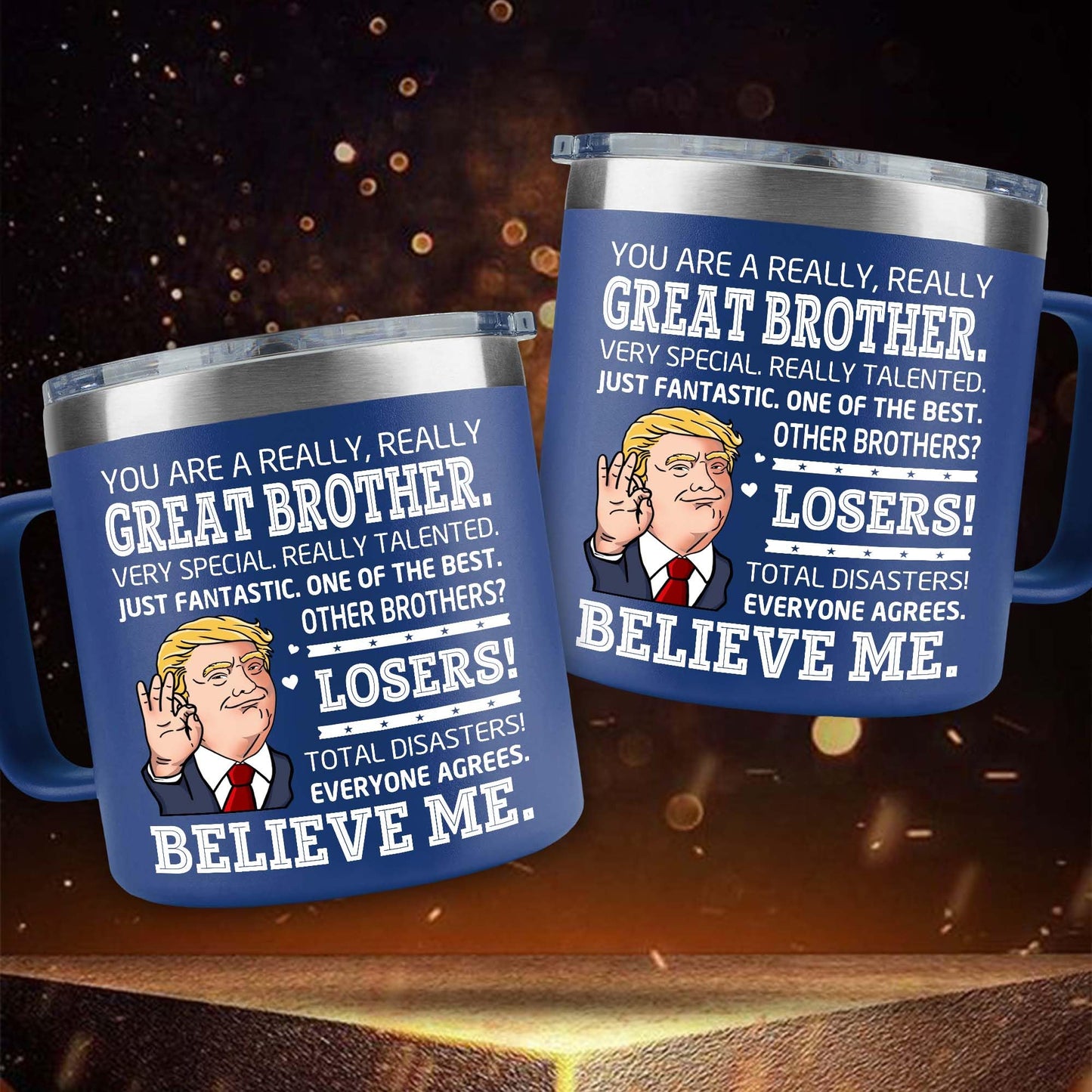 BECHUSKY Gifts For Brother - Great Brothers Mug - Gift Ideas for a Brother - Mugs For Adult Bro, From Sister - Christmas, Fathers Day, Birthday For Brothers - Funny Big Bro Present Tumbler 14 OZ