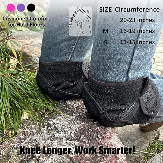 Gardening Knee Pads for Women, Mens Knee Protectors for Kneeling & Crawling, Ideal Lightweight Adult Knee Pad for Cleaning Floors & Carpenter Work, Soft with High-Elasticity Safety Straps for Christmas, Black M
