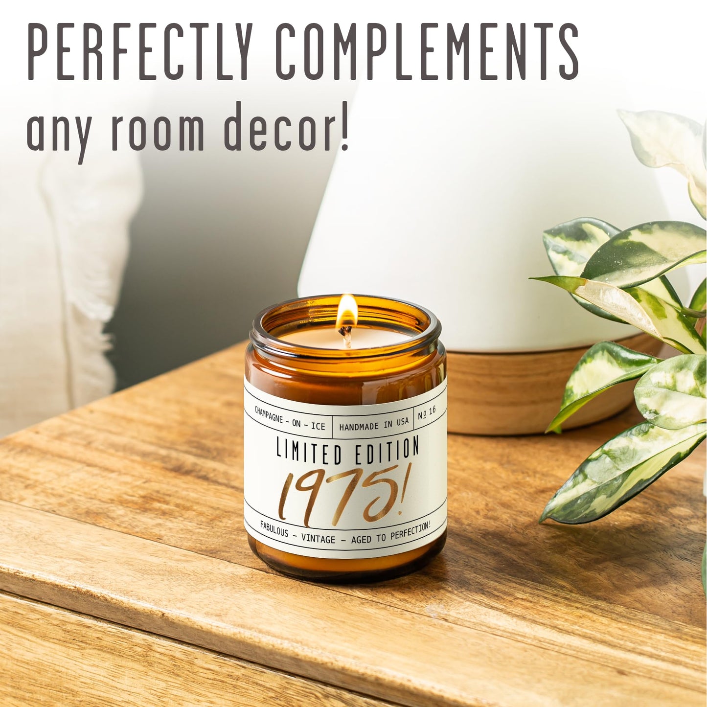 50th Birthday Gifts for Her, 50th Birthday Gifts for Women - 'Limited Edition 1975' Soy Candle, w/Champagne on Ice I 50 Year Old Gifts for Women I 9oz Reusable Jar, 50Hr Burn, Made in USA