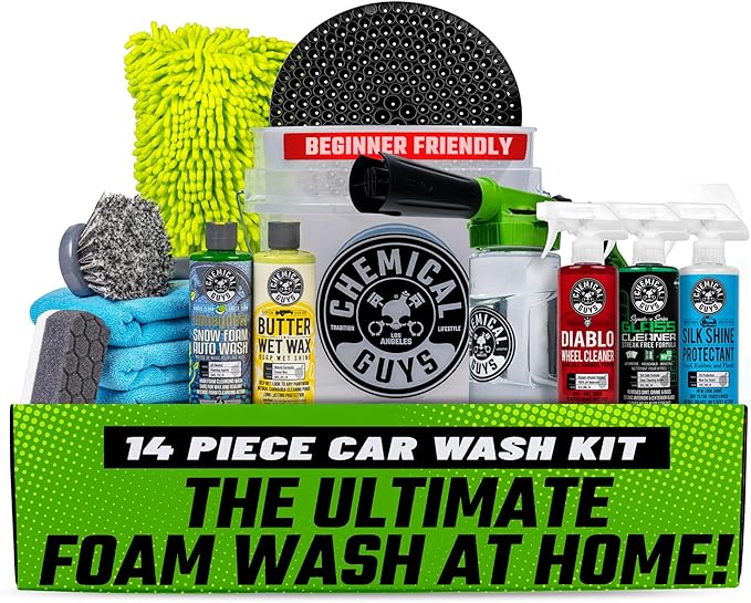 Chemical Guys Car Wash Kit 14-Pc Arsenal Builder - with Foam Blaster, Wash Bucket, Towels, Applicators, and 16 oz Soaps, W...