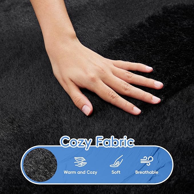 Hobestluk Bean Bag Chair Giant Bean Bag Chairs for Adults Big Bean Bag Chair with Memory Foam Filler Adults Large Beanbag with Faux Fur Cover for Bedroom(Plush Black,Oversize)