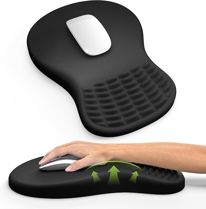 MEKASS Ergonomic Mouse Pad with Wrist Rest, Memory Foam Wrist Support for Carpal Tunnel Pain Relief, Non-Slip PU Base, Com...